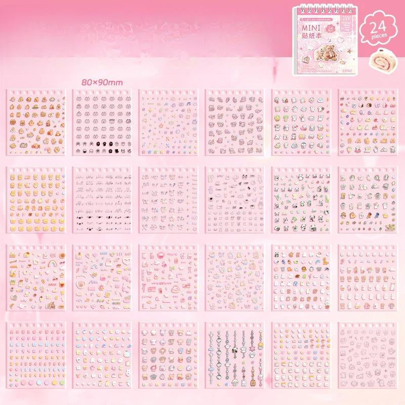 1500Pcs Mini Sticker Book Set - for Journaling, Diy Decoration & Scrapbooking, Nail Sticker