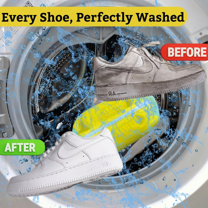 Shoe Washing Machine Bag - 2-Pack Reusable Yellow Value Pack for Tennis Sneakers & Slippers Secure Zipper Lock Quiet Tangle-Free 360° Deep Clean Laundry - Cleaning Shoe Protector Bag