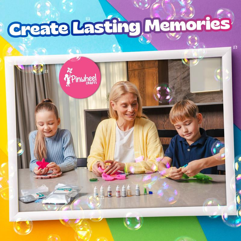 Pinwheel Crafts DIY Soap Making Kit - 16 Custom Soaps in 7 Unique Sea Life Shapes - Fun for Kids & Adults - Includes Molds, Scents & Colors - Gift for Kids Ages 6-12