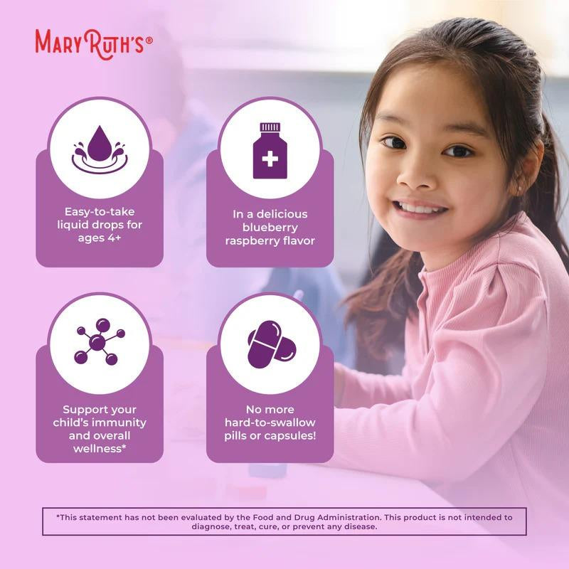 Maryruth'S USDA Organic Elderberry Liquid Drops for Kids – Vegan Elderberry Extract in Organic Glycerin – Supports Immune Health & Overall Wellness – for Ages 4–13 – 1 Fl Oz
