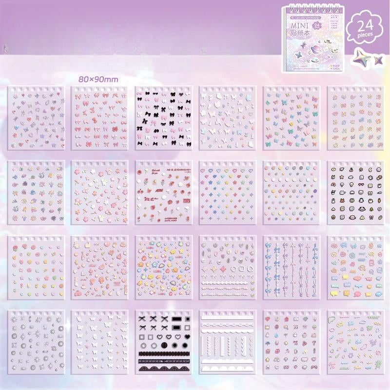 1500Pcs Mini Sticker Book Set - for Journaling, Diy Decoration & Scrapbooking, Nail Sticker