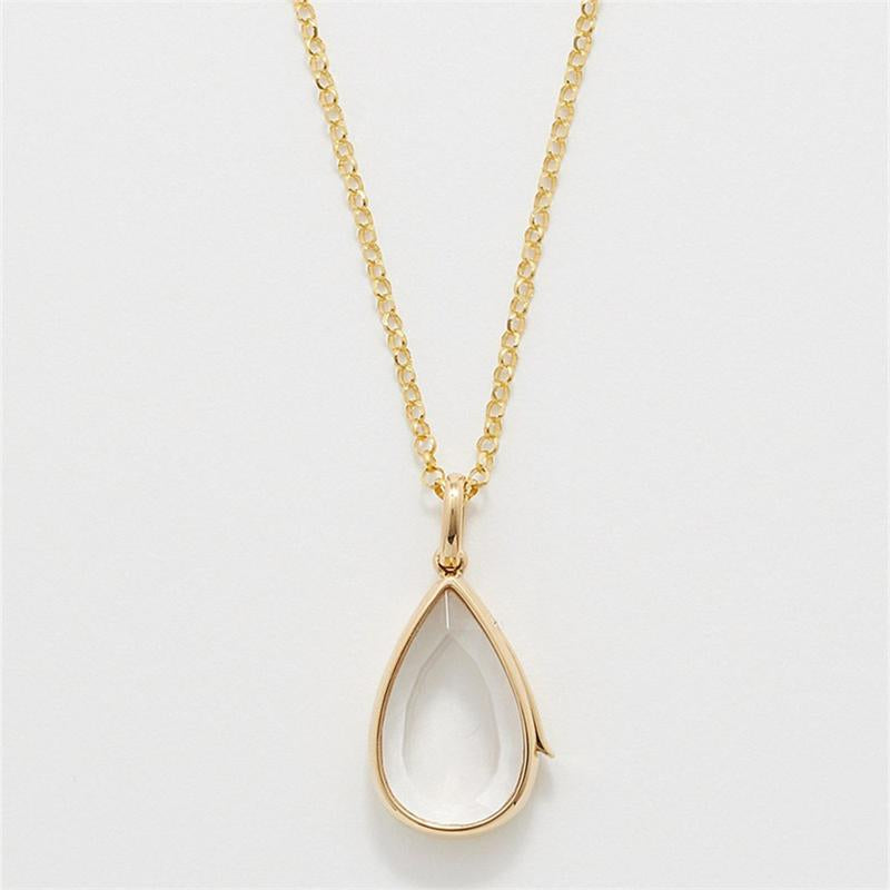 Fillable Locket Pendant Necklace with 11 Mini Charms Casual Teardrop Design 20Mm Pendant 46Cm Chain Perfect Gifts for Mom GF BF BFF Son Daughter Pet Lovers Fashionable Daily Wear Streetwear Necklace Gifts for Memory Keepsake Birthdays Loveugift